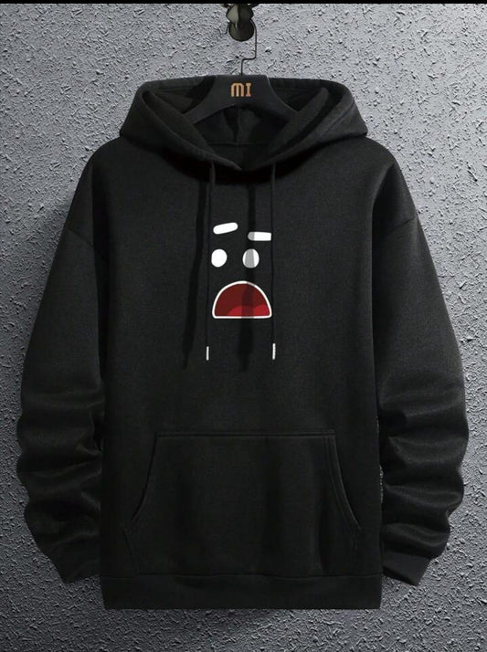 Men's Printed Black Hoodie