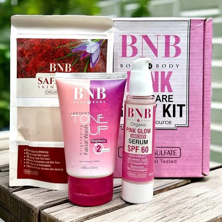 BNB Pink Glow Kit ( Tone up Facewash + Saffron Face Mask + Pink Glow Sunscreen)